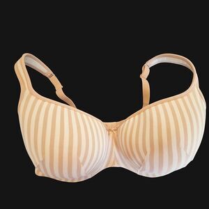 Cacique Bra 40F Lightly Lined Balconette Smooth Underwire Blush Pink Stripes